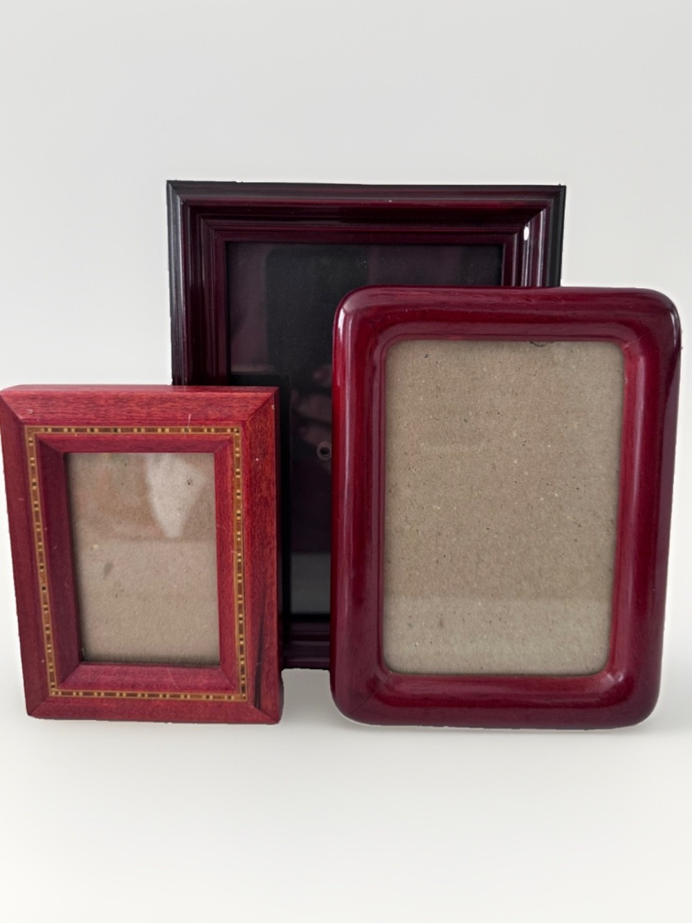 3 VINTAGE WOOD MARQUETRY PHOTO PICTURE FRAME 2.5 X 3.5 4x6 3.5x5 THAILAND